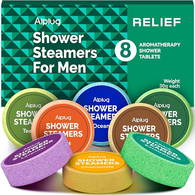 Shower Steamers for Men - 8 Pack Shower Bombs Aromatherapy with Essential Oils, Dad Gifts for Fathers Day, Birthday Gifts for Men, Relaxation Mens Gifts Ideas
