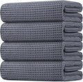 HOMEXCEL Waffle Bath Towels Set 4 Pack, Premium Microfiber Bathroom Towels, Ultra Soft, Lightweight, Highly Absorbent and Quick Dry Towel for Bathroom, Gym, Shower, Hotel, and Spa, 30 x 60 Inch, Grey
