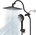 Hibbent All Metal CUPC Certified Shower Head, 8'' High Pressure Rainfall Shower Head, Handheld Showerhead Combo, 12'' Adjustable Extension Arm, 10 Sprays, 71'' Hose, Shower Holder, Matte Black
