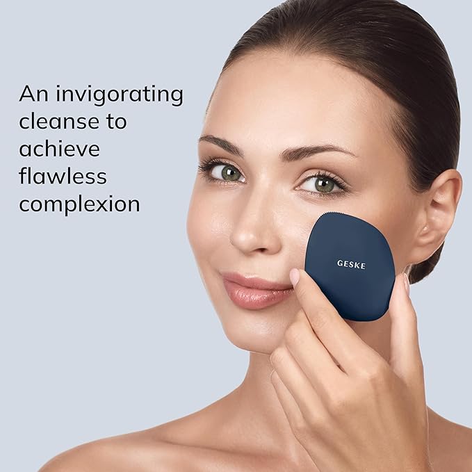 GESKE SmartAppGuided™ Facial Brush | 4 in 1 | Professional Facial Cleansing Brush | Skin Cleansing Silicone Facial Brush | Routine Skincare | Gentle Cleansing | Facial Cleanser