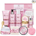 Gifts for Women, 12 PCS Birthday Gifts for Women Rose Relaxing Spa Basket Self Care Package for Her Mom Sister Wife Friend Unique Mothers Day Valentine Gift Ideal