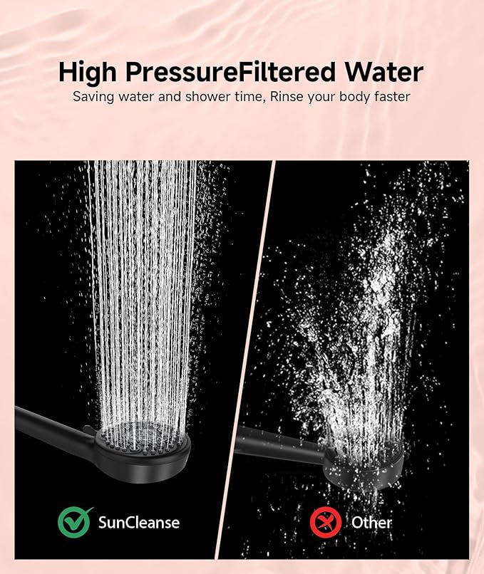 SunCleanse Filtered Shower Head with Handheld,9-Spray Setting High Pressure Detachable Shower Head with 4 Filters for Hard Water - Filter Chlorine, Improve Skin and Hair Texture(4 Filters, Chrome)