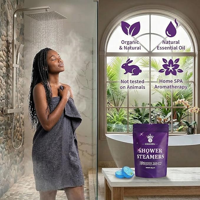 Shower Steamers Aromatherapy 18 Pack, Shower Bombs Gift Set for Women & Men, Essential Oil Shower Steamer with Lavender, Eucalyptus, Mint, Rose, Ocean & Chamomile