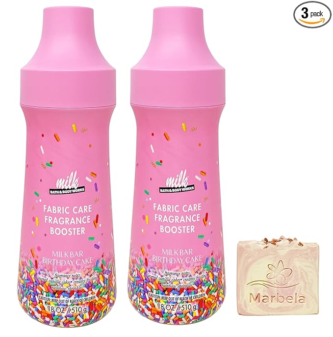 Bath & Body Works Milk Bar Birthday Cake Fragrance Booster 2-Pack with a Himalayan Salts Springs Bar Soap