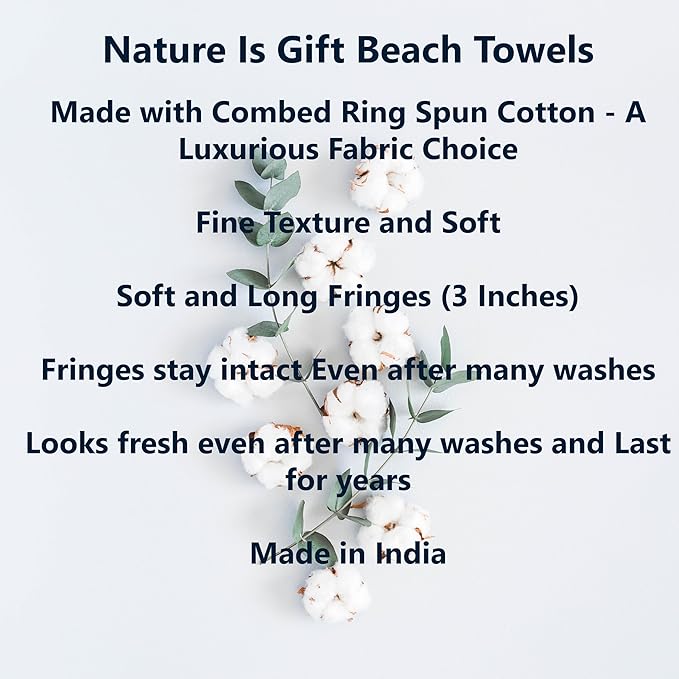 Beach Towel 100% Cotton Turkish Beach Towel Adult 38x70 Inch Pre-washed Absorbent Extra Large|Sand Free Quick Dry BathTowels|Lightweight Blanket|Travel Cruise Camping Spa Gym Yoga Towel|Ocean Depths