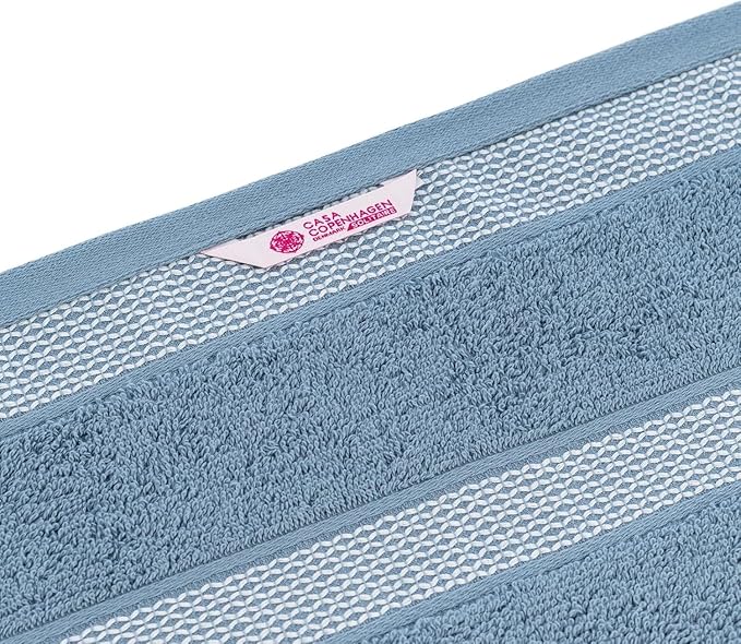 CASA COPENHAGEN Solitaire 6Pcs 100% Egyptian Cotton Large Designer Towels Gift Set- Dusty Blue-Dusty Pink, 600GSM, 2Bath 2Hand 2Washcloths, Bath Towels for Bathroom Set for Women & Men
