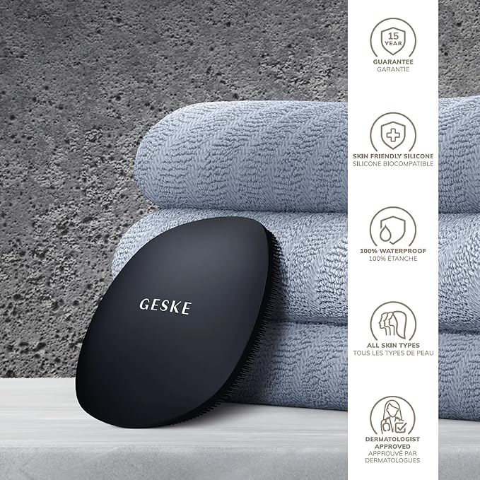 GESKE SmartAppGuided™ Facial Brush | 4 in 1 | Professional Facial Cleansing Brush | Skin Cleansing Silicone Facial Brush | Routine Skincare | Gentle Cleansing | Facial Cleanser