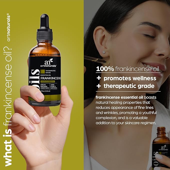 artnaturals Frankincense Essential Oil (4.0 Fl Oz / 118ml) - 100% Pure Oils Natural Undiluted Therapeutic Grade – Premium Aromatherapy Quality Oil, Aromatherapy & Diffuser