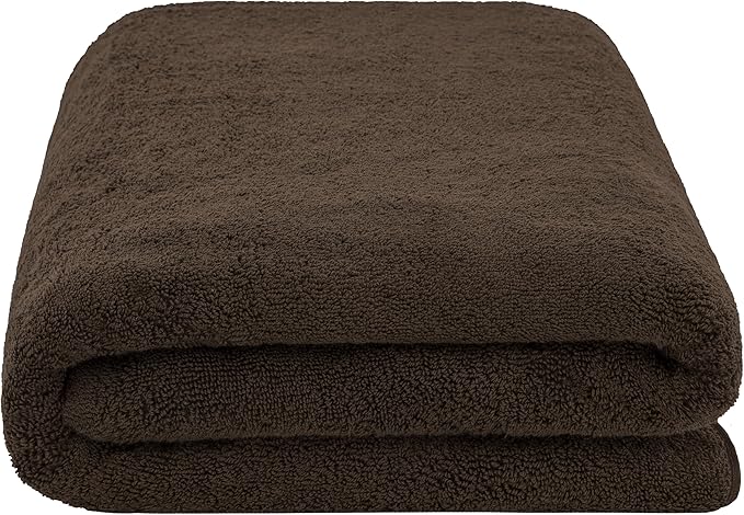 American Soft Linen 100% Cotton 600 GSM Turkish 40x80 Oversized Bath Towel Sheet, Extra Large Adult Towels for Bathroom, Brown Bath Sheet