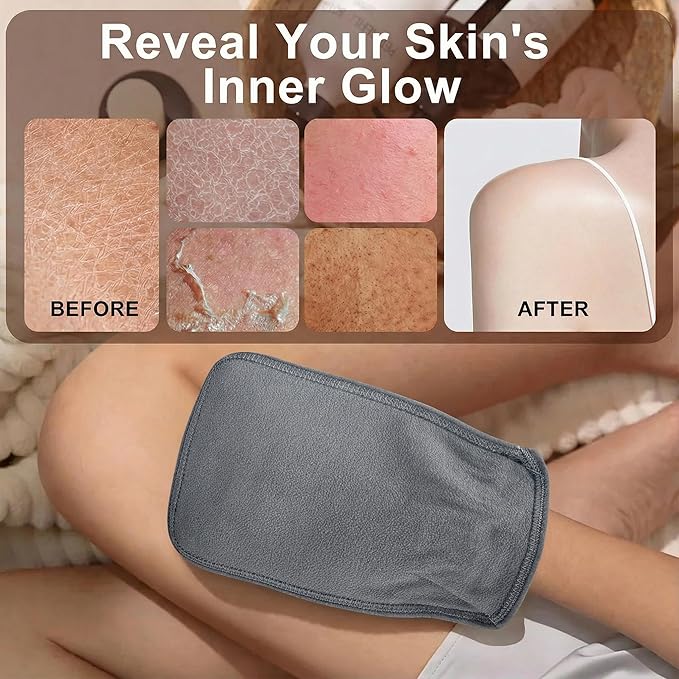 (Grey) 1PCS Durable Body Scrub, Dead Skin Remover & Body Scrubber Exfoliator, Body Exfoliating Gloves for Shower, washcloth exfoliating, exfoliating Glove for Smooth Skin