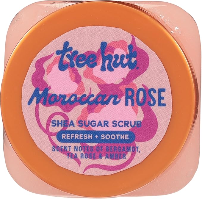 Tree Hut Mini Moroccan Rose Shea Sugar Scrub, Exfoliating Body Scrub, Travel Size, 3.4 oz