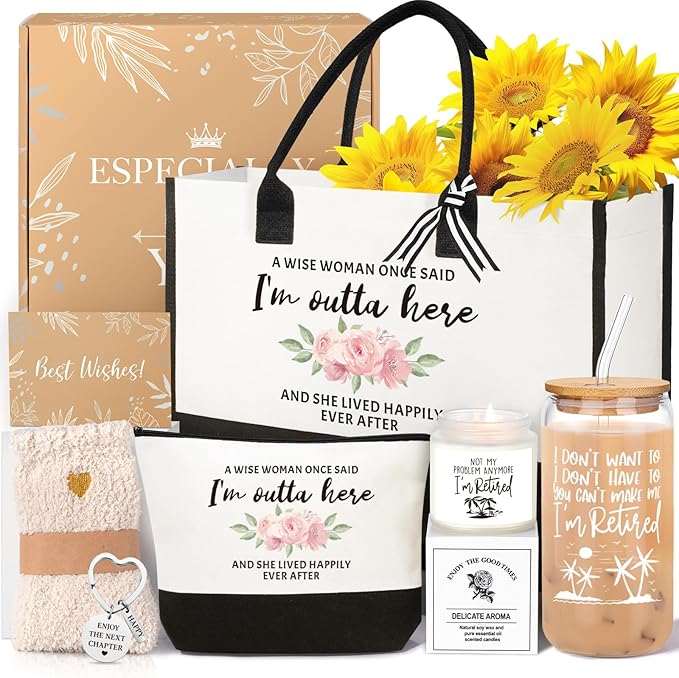 iAOVUEBY Retirement Gifts for Woman 2026, Best Cool Retirement Gifts for Women Coworker Teacher Nurses Boss Friends Mom Grandma Retirees Gift Basket, Happy Retire Gift Idea