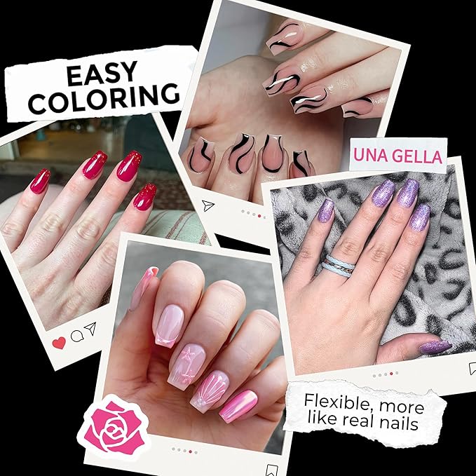 UNA GELLA Short Coffin Nail Tips: 216pcs Short Coffin Press on Nails Pre-shape Gel Nail Tips for Full Cover Acrylic Nails False Nails For Nail Extension Home DIY Salon 12 Sizes Gelly Tips