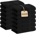 GREEN LIFESTYLE Black Microfiber Bleach Safe Towel Bulk Sets, Premium Spa Quality, Super Soft and Absorbent for Gym, Pool, Spa, Salon and Home (12 Pack)