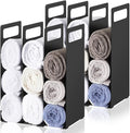 LEIFIDE Set of 4 Interlocking Towel Organizer Metal Bathroom Towel Storage Rack Shelf Dividers Organizers for Closet Home Space Saving (Black)