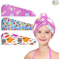 ELLEWIN Microfiber Hair Drying Towels for Kids, 3 Pack Wet Hair Towel Wrap Turban for Girls Children Women, Quick Dry Twisty Hair Towels Wrap for Curly Long Thick Hair Anti Frizz