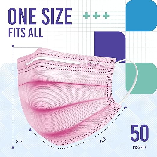 Medtecs Face Mask Disposable – Available in 50 & 2,000 pcs – ASTM Level 1, 3-Ply Breathable, Soft Fit – Adult Size – Ideal for Commuting & Daily Wear