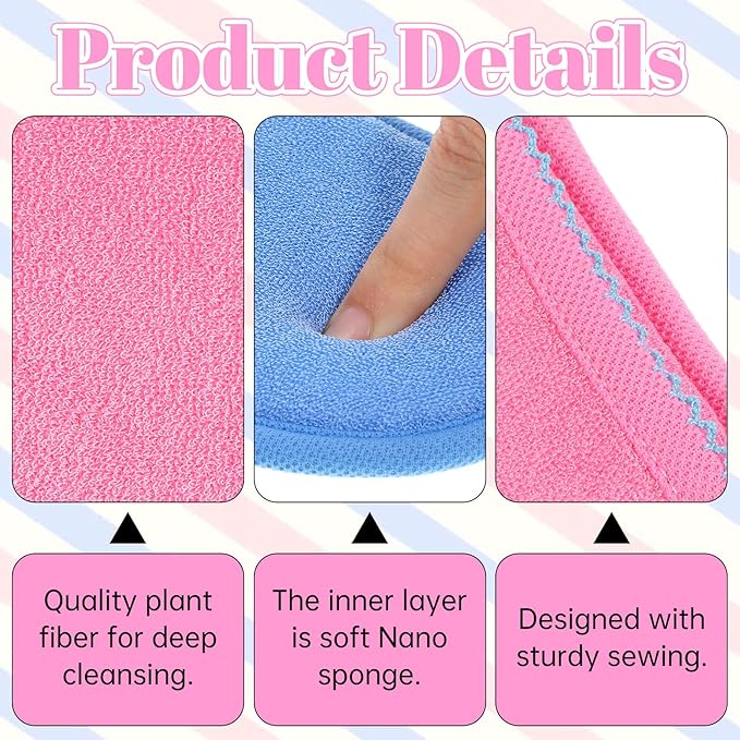 3 Pcs Exfoliating Facial Scrubber Mitt, Face Deep Exfoliating Cleaning Polishing Gloves Facial Cleansing Mitts Dead or Dry Skin Remover Face Cleaning Gloves for Men & Women (Pink, blue, purple)