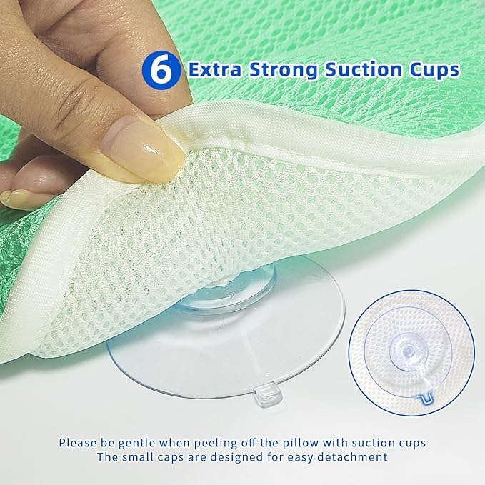 Bath Pillow, Bath Pillows for Tub Neck and Back Support, Bathtub Pillows for Head and Neck with 6 Strong Non-Slip Suction Cups, 4D Air Mesh, Bath Accessories Spa Gifts for Women(Green)