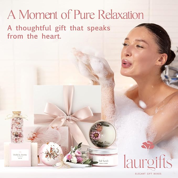 Birthday Gifts for Women – Mothers Day Spa Gift Basket, Luxury Candle Set & Bath Sets Self Care Box, Gift for Mom, Wife or Friend