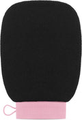 Valitic Exfoliating Glove Body Scrubber - Exfoliating Mitt Dead Skin Remover, Shower Face and Body Exfoliator - Korean Style Skin Scrubber Washcloth - Spray and Self Tan Remover, 1 Black with Pink