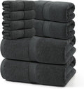 REDKISS Towels 8 Piece Luxury Bath Towel Set, 2 Bath Sheets (35x70 in), 2 Hand Towels, 4 Washcloths, 100% Cotton Super Absorbent & Quick-Dry Shower Towels for Bathroom Spa Gym Hotel Yoga - Grey