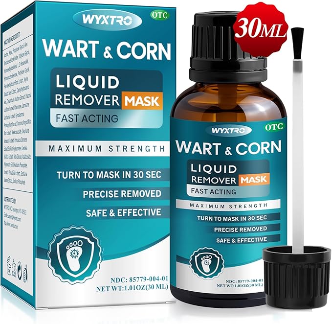 Wart Remover Freeze Off, Wart Corn Removers for Toes, 17% Salicylic Acid Fast-Acting Wart Removal Liquid with Soothing Botanicals for Plantar Wart, Common Wart, Flat Wart, Corn, Callus - 30ML