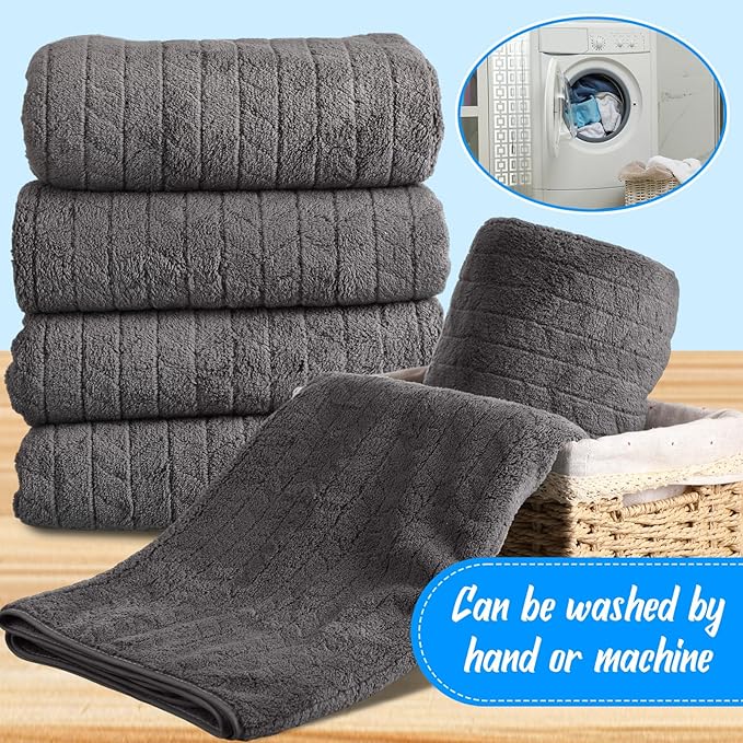 SmoothNovelty 16 Pack Microfiber Bath Towels Bulk 27'' x 60'' Oversized Size Bath Towel Highly Absorbent Extra Large Soft Drying for Beach Shower Summer Salon Sport Gym Party (Wheat,Gray)