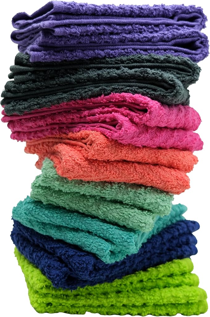 ZUPERIA Zigzag Multicolor Wash Cloths -16 Pack -12" x 12"- Highly Absorbent Soft Washcloths for Face, Gym Towels, Hotel Spa Quality, Reusable & Multipurpose Wash Cloth Towels