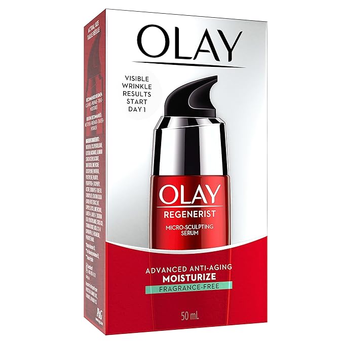 Olay Regenerist Micro Sculpting Serum, Fragrance Free Anti Aging Face Serum for Daily Use, Hydrating and Firming Facial Serum for Smoother Skin and Wrinkle Appearance, Lightweight Formula, 1.7 Fl Oz