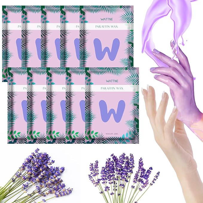 Wattne Paraffin Wax Refills,10 Pack Lavender Scented Paraffin Wax Beads Blocks for Paraffin Bath, Paraffin Wax Machine Refills for Hands & Feet Dry Skin,Rrelieves muscle fatigue, Hydration and nourish