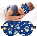 Kids Sleep Mask Eye Cover: 100% Real Natural Pure Silk Eye Mask with Adjustable Strap, Funny Blindfold Kids Eye Mask for Sleeping, Soft & Lightweight Eye Shade for Boys Girls Teens (Space Style)