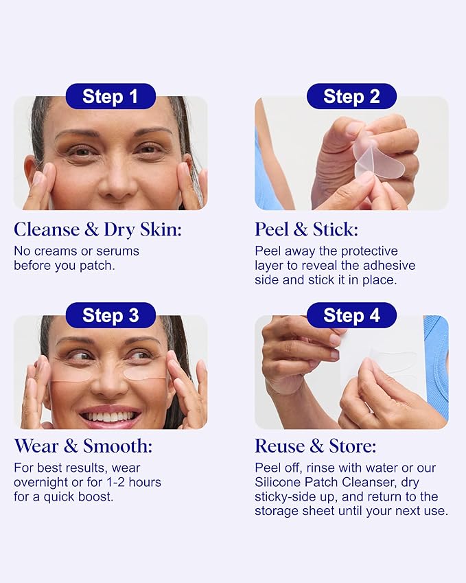 Wrinkles Schminkles Under Eye Patches - Rejuvenate Wrinkles with Medical Grade Silicone Reusable Anti-Wrinkle Patches for Under Eye Treatment, Banish Dark Circles (3 Pairs)
