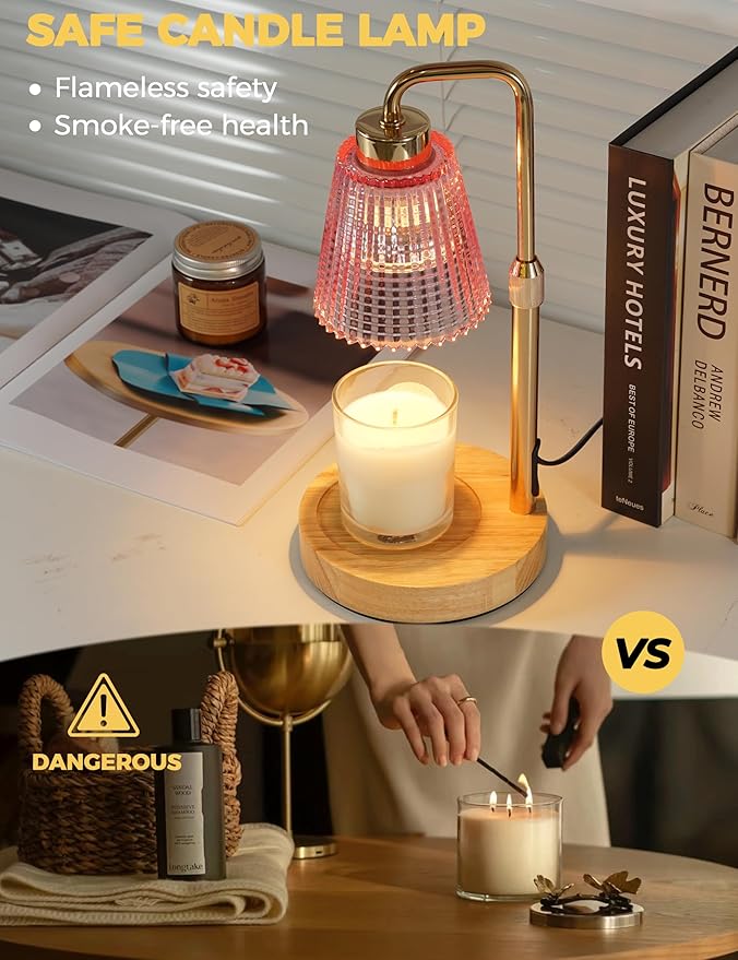 GODONLIF Candle Warmer Lamp with Timer Dimmable, Birthday Gifts for Women Mom, House Warming Gifts New Home Decor, Wax Melt Warmer for Jar Candles with 2 Bulbs