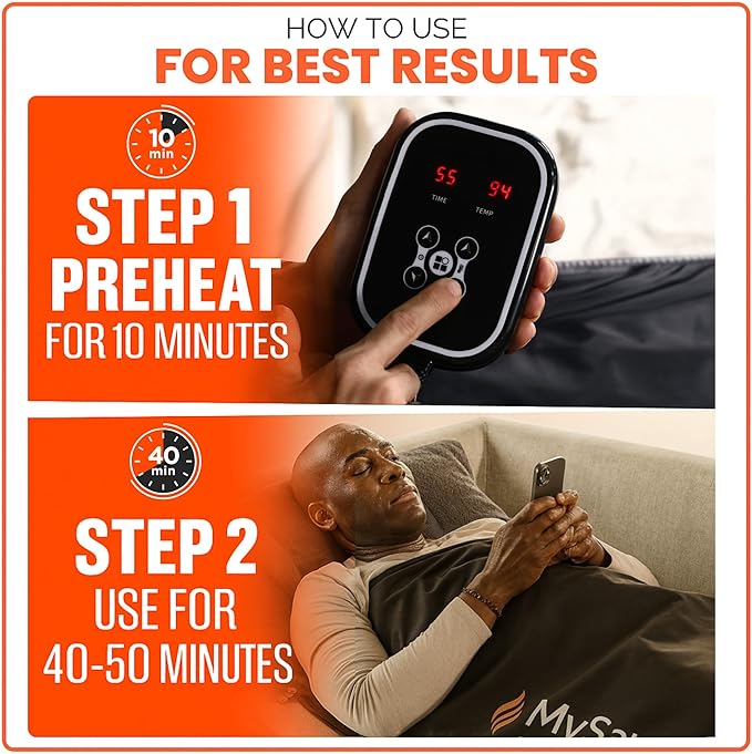 MySauna XL Infrared Sauna Blanket | Fits Him & Her | Fast Sweat, Sauna Bag Reaches 176°F | At-Home Sauna Blanket for Detox & Relaxation | Size 6.2 x 3 ft | Includes Carry Bag & Upgraded Control Panel
