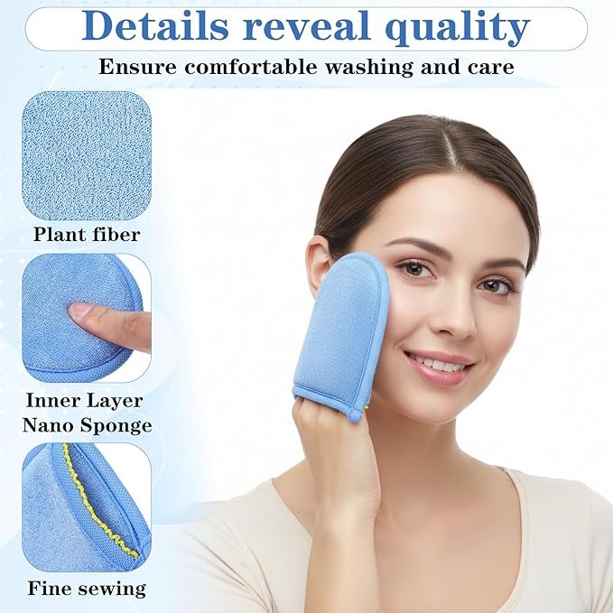 4 PCS Exfoliating Gloves, Exfoliating Facial Scrubber Mitt Facial Scrub Mitts Deep Exfoliatings Gloves for Face and Body Mitt Cleaning Mitten, Deep Face Cleaning Polishing Glove for Women Bath Shower