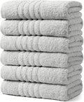 Aibaser Towels 6 Pack Bath Towel for Bathroom, 100% Cotton (24 x 48 Inches) High Absorbency Quick Drying (Light Grey)