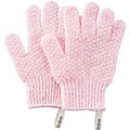 MainBasics Deep Exfoliating Bath Gloves - Heavy-Textured Nylon Shower Scrub for Dead Skin Removal - Machine Washable (1 Pair, Soft Pink)