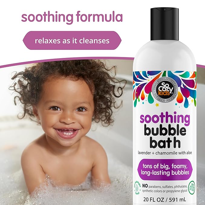 SoCozy Soothing Bubble Bath for Kids, Lavender & Chamomile, Moisturizing with Aloe Vera and Jojoba Oil, 20 FL OZ