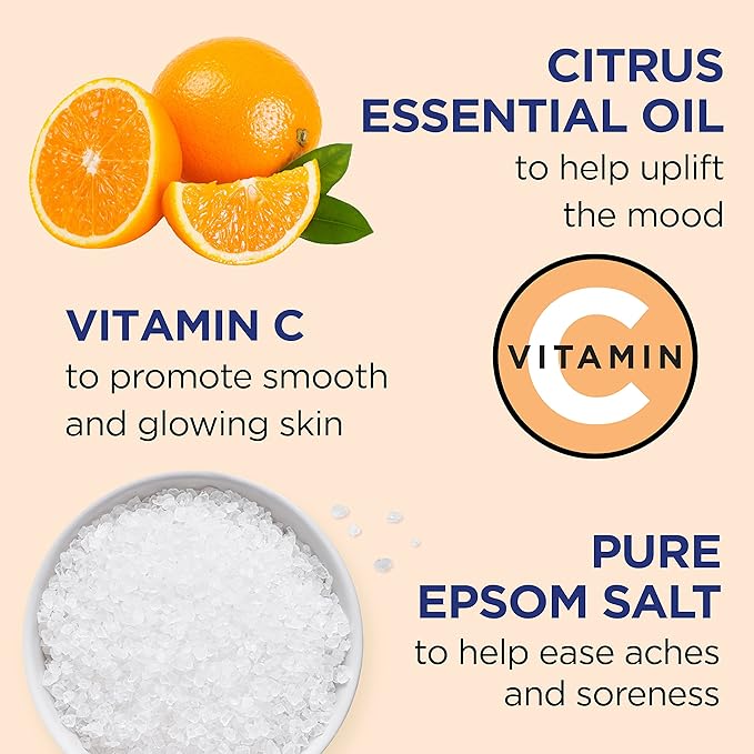 Dr Teal's Pure Epsom Salt Soak, Glow & Radiance with Vitamin C & Citrus Essential Oils, 3 lbs (Pack of 4)