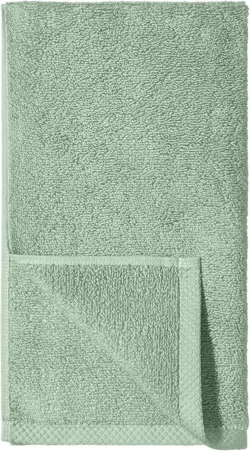 Amazon Basics Lightweight Quick-Dry Hand Towels, 100% Cotton, 28" x 16", Seafoam Green, 8-Pack