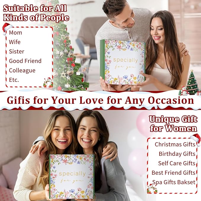 Christmas Gifts for Women, Get Well Soon Gift Baskets with Blanket, Relaxing Spa Self Care Package, Unique Relaxation Spa Gift Baskets Set, Birthday Gifts for Women, Her, Mom, Friends