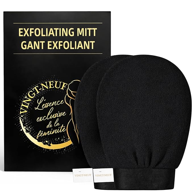 Premium Exfoliating Gloves for Shower 1Pc, 100% Viscose Deep Exfoliating Body Scrubber, Dead Skin Remover, Washcloth Body Exfoliator Scrubber for Self-Tan Removal, Smooth & Renewed Skin