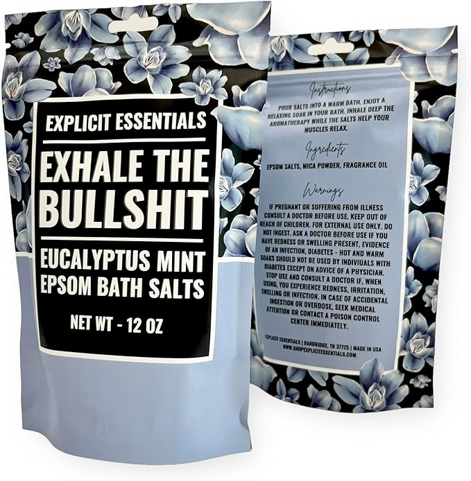 Explicit Essentials Eucalyptus Mint Epsom Bath Salts, Relaxing Aromatherapy Blend, 12 oz