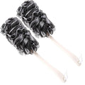 Back Scrubber for Shower,Loofah Long Handle Bath Body Brush,Soft Nylon Mesh Sponge for Shower,Loofah On a Stick for Men Women,Exfoliating Scrub Cleaning Luffa for Elderly(2-Pack,Black)