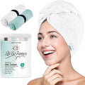 Cotton Towel Wrap for Women/Kids | Quick Dry, Soft & Absorbent 420-GSM Wrap With Double Button | Anti Frizz, Non Microfiber Turbans for Curly, Long & Thick Hair (White+Aqua)