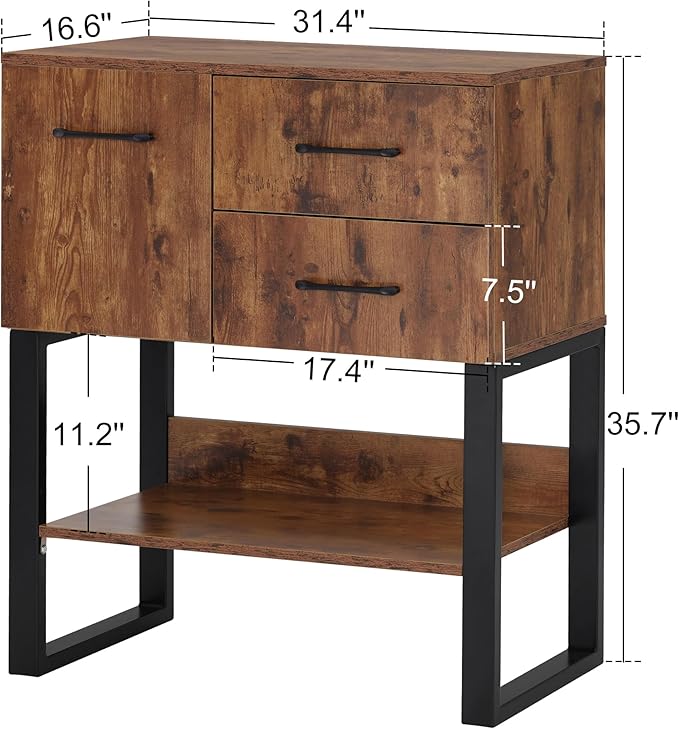 BarberPub Styling Barber Station, Wall Mount Storage Cabinet, Salon Equipment for Hair Stylist, Spa Beauty Makeup Organizer with Drawers & Shelf 3185 (Brown & Black)