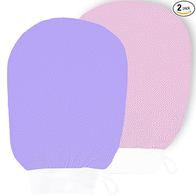 Ultra Thin Version Exfoliating Glove(2pc)-Remove Unnecessary Dead Skin and Exfoliator（Pink Purple）