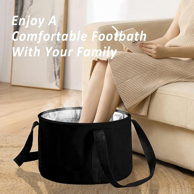 Foot Bath Basin 30L Collapsible Bucket, Portable Foot Soak Tub Feet Soaking Bucket for Outdoor Travel, Camping, Fishing（Black)