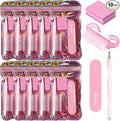 SUTOKAKA 10 Sets Disposable Manicure Prep Kit for Travel Home Salon, Individually-Packed 4 in 1 Pedicure Kit, 100/180 Grit Nail File, Mini Buffer, Cuticle Trimmer Pusher & Handle Grip Brush